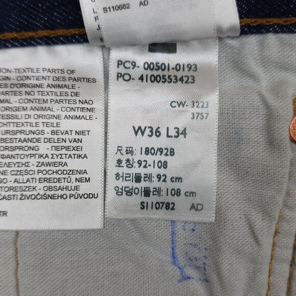 Levis 501 Mens Straight Leg Jeans 36x34 Blue Denim IRREGULAR, No Noticable Flaws - Picture 10 of 13